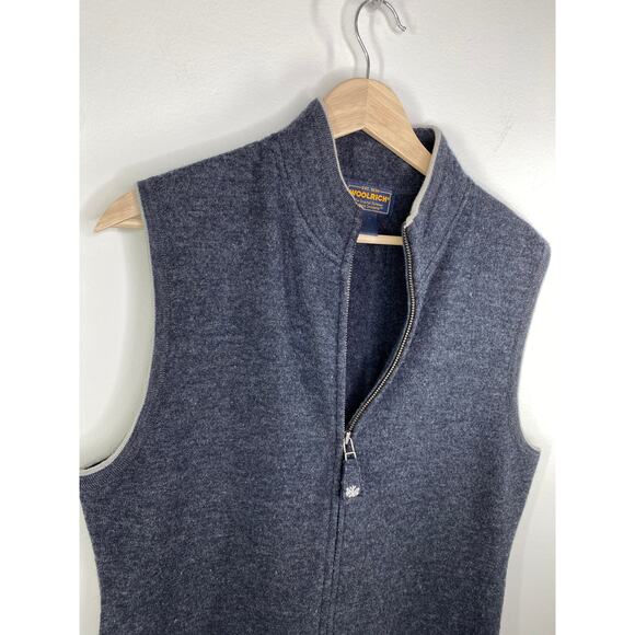 Woolrich Womens Wool Vest Size L Dark Charcoal Heather Grey Full Zip Snowflake - Picture 4 of 8